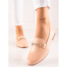 Ideal Shoes Mocasines elegantes con circonita beige 1 Ideal Shoes Mocasines elegantes con circonita beige 1