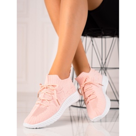 TRENDI Zapatos deportivos cómodos rosa 1
