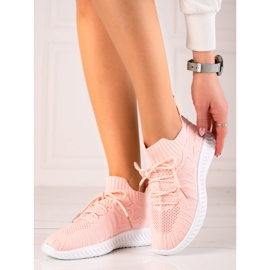 TRENDI Zapatos deportivos cómodos rosado 2