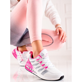 TRENDI Zapatos deportivos de moda blanco rosado 2