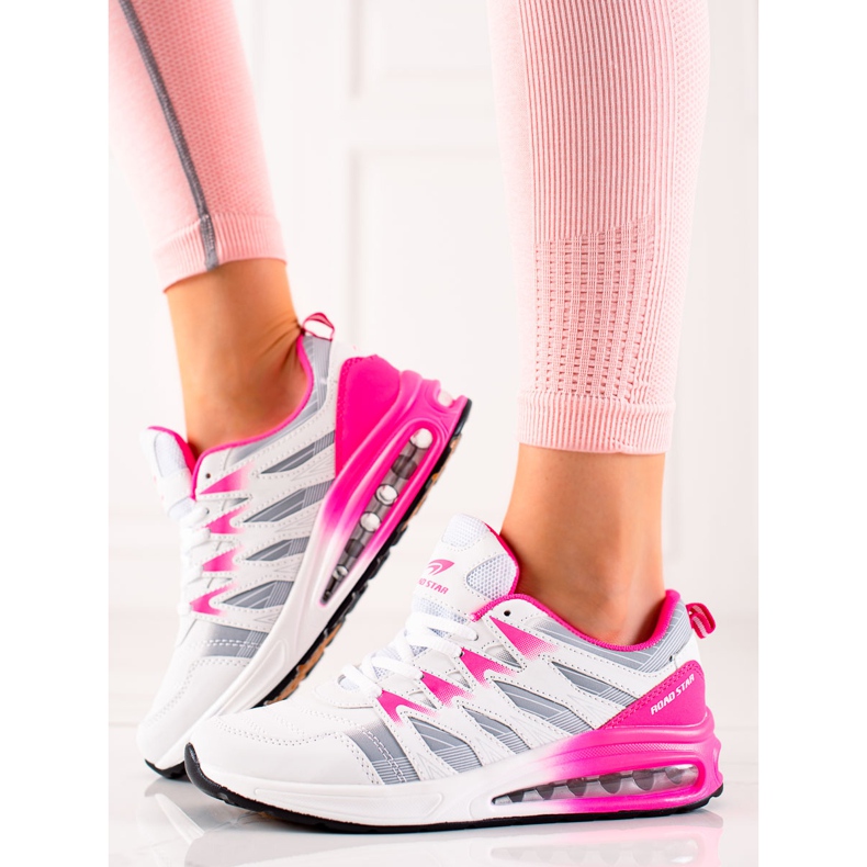 TRENDI Zapatos deportivos de moda blanco rosado 1