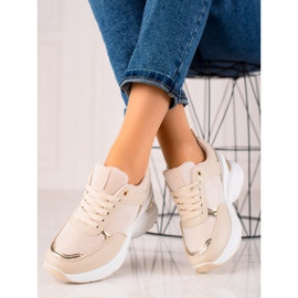 Diamantique Zapatillas con estilo en la plataforma beige 1