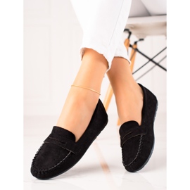 TRENDI Mocasines de gamuza cómodos negro 2