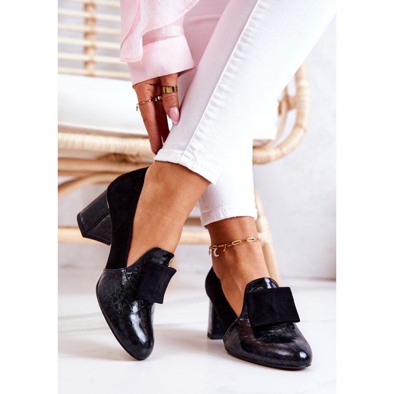 PA2 Zapatos de tacón de piel de serpiente de ante negro Diana 2