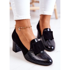 PA2 Zapatos de tacón de piel de serpiente de ante negro Diana 6