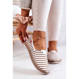 Alpargatas Mujer Big Star Slip-on Stripes FF276029 Beige blanco 2 Alpargatas Mujer Big Star Slip-on Stripes FF276029 Beige blanco 2