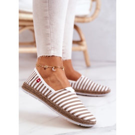 Alpargatas Mujer Big Star Slip-on Stripes FF276029 Beige blanco 4