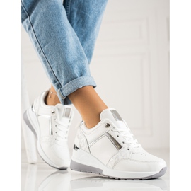 TRENDI Zapatillas de cuña con estilo blanco 2 TRENDI Zapatillas de cuña con estilo blanco 2