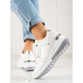 TRENDI Zapatillas de cuña con estilo blanco 3