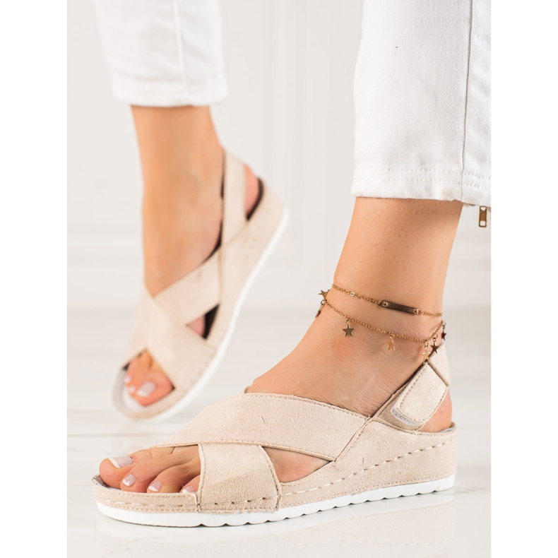 Sandalias Ante Con Velcro VINCEZA beige 1