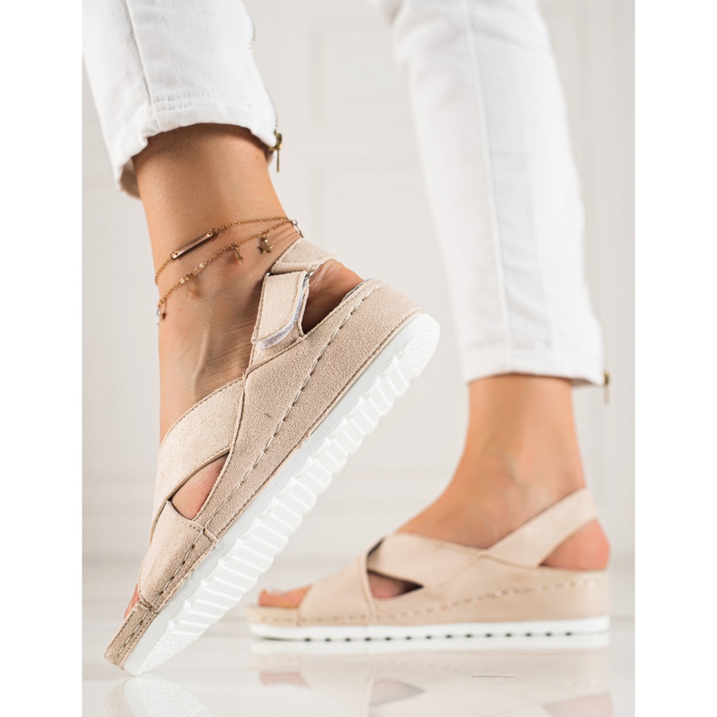 Sandalias Ante Con Velcro VINCEZA beige 2