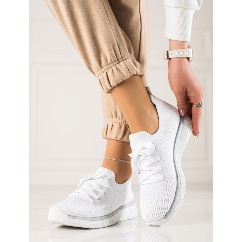 TRENDI Deportivas blancas con cordones blanco 2