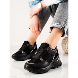 Diamantique Zapatillas con estilo en la plataforma negro 3