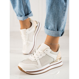 Diamantique Zapatillas beige con malla 2
