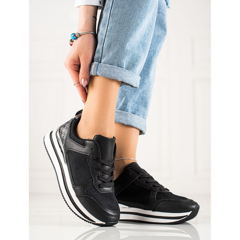 Diamantique Zapatillas negras con malla negro 1