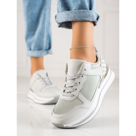 Diamantique Deportivas Plateadas Con Malla gris 1