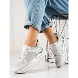 Diamantique Deportivas Plateadas Con Malla gris 3