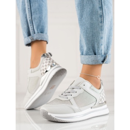 Diamantique Deportivas Plateadas Con Malla gris 2