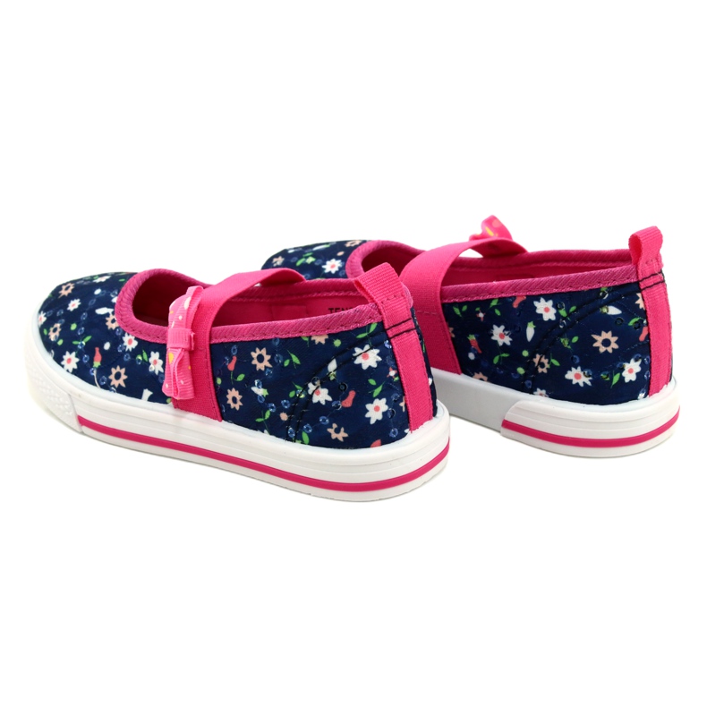 American Club Zapatillas de ballerinas de niñas con un arco diez64/22 en flores azul azul 5