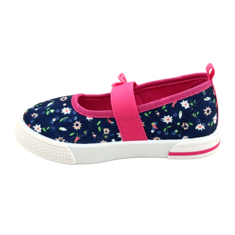 American Club Zapatillas de ballerinas de niñas con un arco diez64/22 en flores azul azul 1