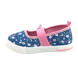 American Club Ballerinas de chicas zapatillas con un arco en flores azul 1