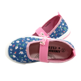 American Club Ballerinas de chicas zapatillas con un arco en flores azul 4
