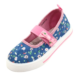 American Club Ballerinas de chicas zapatillas con un arco en flores azul 3