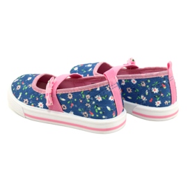 American Club Ballerinas de chicas zapatillas con un arco en flores azul 5