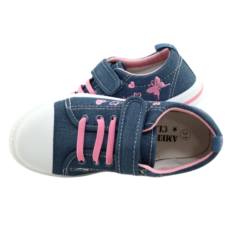 Zapatillas deportivas Beety American Club inserto de piel azul rosado 3