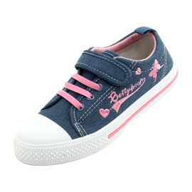 Zapatillas deportivas Beety American Club inserto de piel azul rosa 2