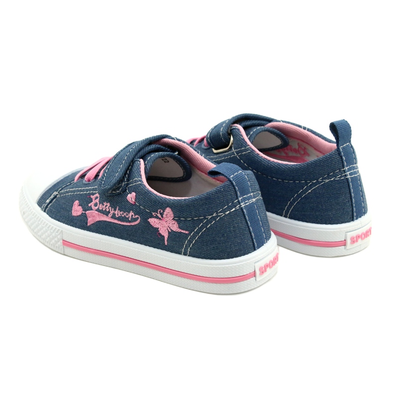 Zapatillas deportivas Beety American Club inserto de piel azul rosado 4