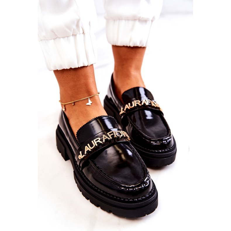 Molfas pintadas letras para mujeres La.fi inserto de cuero negro 4