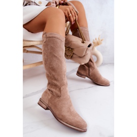 S.Barski Botas Mujer Ante Calado Beige Thessie 5
