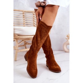 S.Barski Botas Mujer Ante Calado Camel Thessie marrón 2