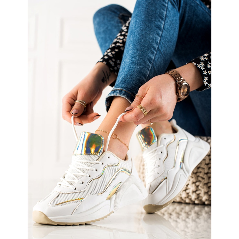 TRENDI Zapatillas Con Efecto Holo blanco 1