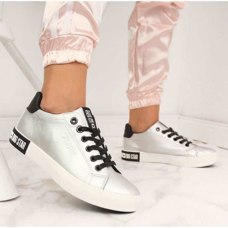 Zapatillas bajas con cuero ecológico Big Star W II274034 plata 2