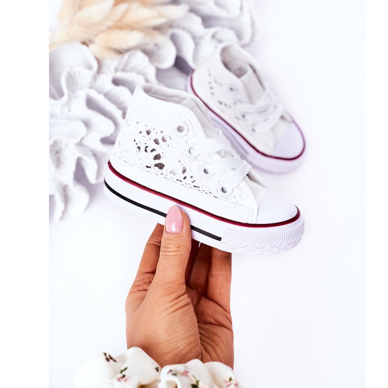 Zapatillas altas para niños con cordones Roly-Poly blanco 4