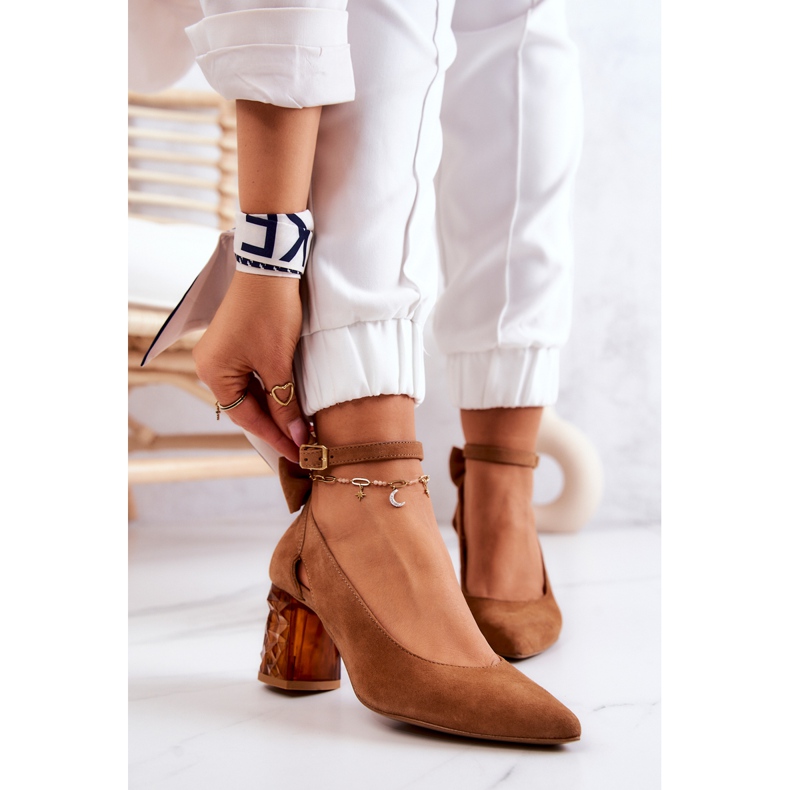 Zapatos De Tacón De Gamuza Con Lazo Maciejka 05059-29 Marrón 2