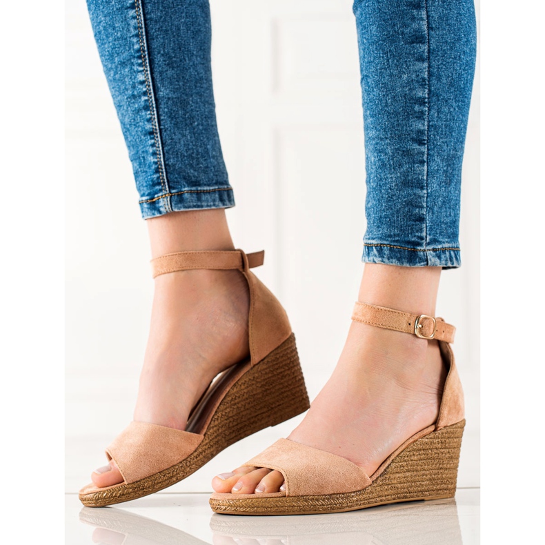 W. Potocki Sandalias Cuña Ante Potocki beige 1