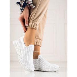 TRENDI Zapatillas cómodas sin cordones blanco 4