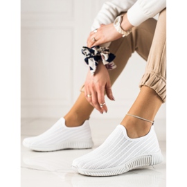 TRENDI Zapatillas cómodas sin cordones blanco 3