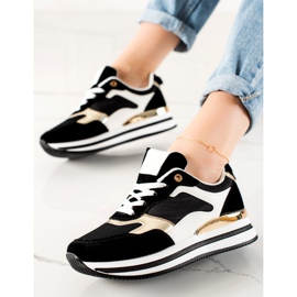 TRENDI Zapatillas de moda NEGRO y ORO 1