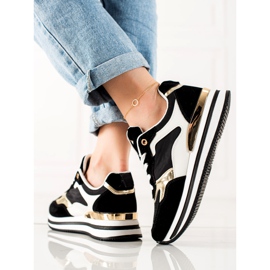 TRENDI Zapatillas de moda NEGRO y ORO 2