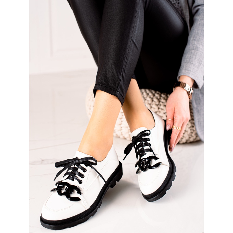 Goodin Zapatos de cordones con adorno blanco 2