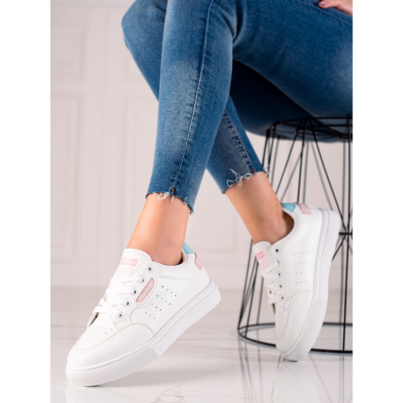 TRENDI Calzado deportivo de cuero ecológico blanco 1