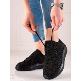 ARTIKER Zapatillas caladas en la plataforma negro 2