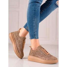 ARTIKER Zapatillas caladas en la plataforma beige 2