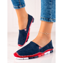 ARTIKER Slipons de cuero rojo azul marino 1