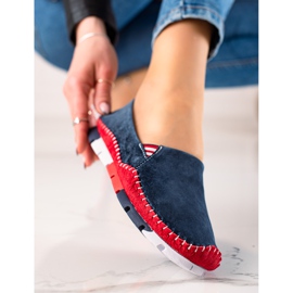ARTIKER Slipons de cuero rojo azul marino 2