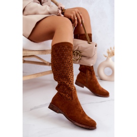 S.Barski Botas Camel Darnell de ante con estampado calado marrón 3